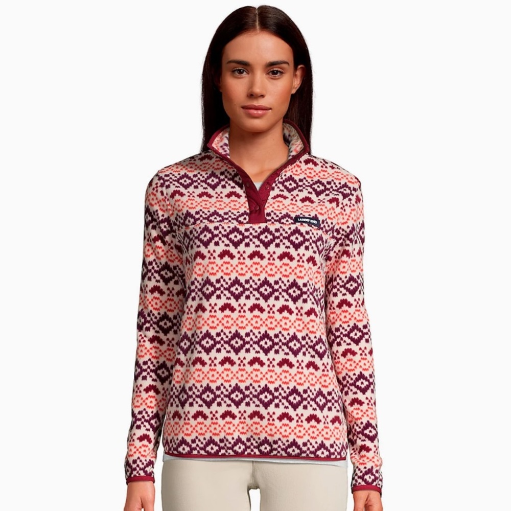 Lands' End Heritage Quarter-Snap
Fleece Pullover- Large